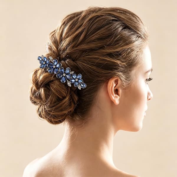 2 stk blå blomst rhinestone hårspenner, hårklemmer for kvinner