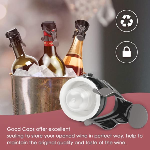 Reusable Wine Stoppers for Champagne and Wine Bottles, 4-Piece Stopper Set