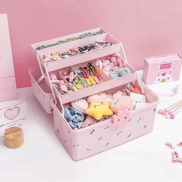 Opbevaringsboks til børnehårtilbehør babyhovedreb hårnål elastik hoved smykker dressing cu