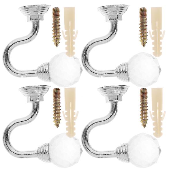 2 stycken väggmonterade klädstångs gardinbandshållare Håll tillbaka gardiner Gardin krokar Gardin krokar Draperier Silver 4 st Silver 4pcs