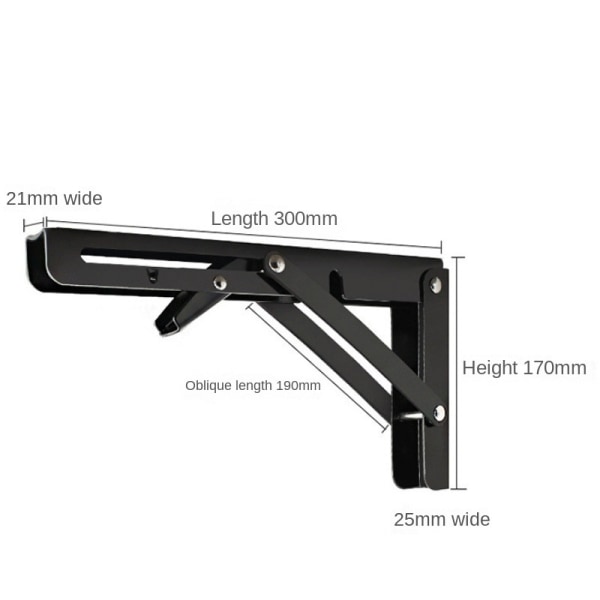 2 stk. Foldbare Hyldebeslag - Robust Metal Sammenklappelig Hyldebeslag til Bænk Bord, Hyldehængsel Vægmonteret Plads