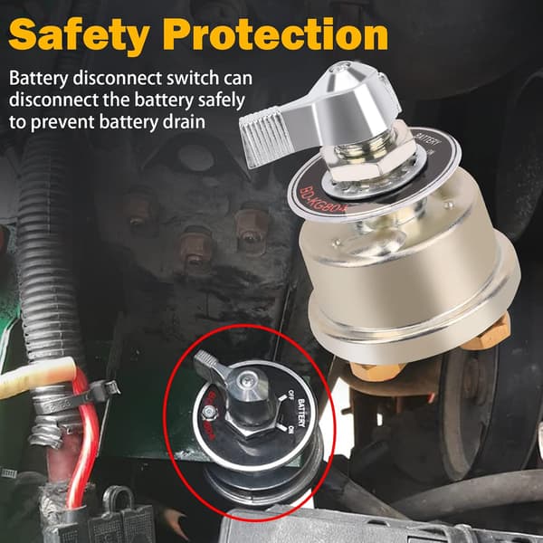 12-48V Batterihovedafbryder, Højstrøm 200A Batteriafbryder Isolator Killer Switch med frontplade til bil, køretøj, autocamper, lastbil, båd