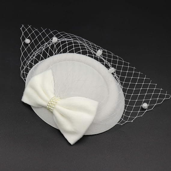 White - Ladies Derby Kentucky Tea Party Wedding Hat with Bow