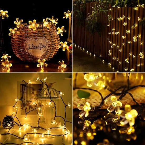 Solar Powered String Lights - LED Cherry Blossom String Lights - Outdoor Flower String Lights - 12 Meters - 100 LED Lights - Waterproof - 8 Modes