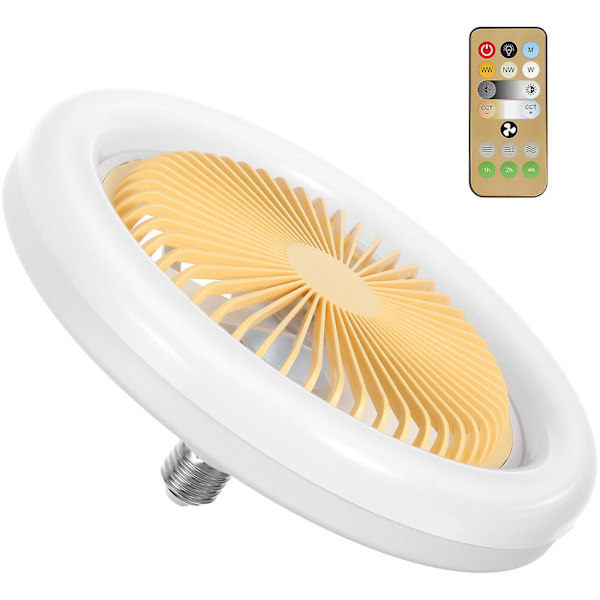 Justerbar Moderne LED Takvifte Med Lys Fjernkontroll Smart Viftelampe For Stue Soverom Gul 26CMX26CMX12.3CM Yellow 26CMX26CMX12.3CM