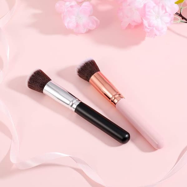 Sæt med 2 professionelle børster: Børster til foundation, concealer, blush og multifunktionel flydende foundation