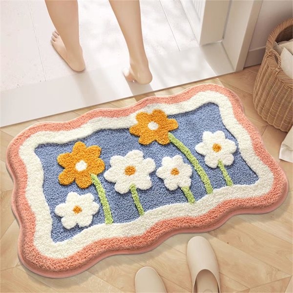 Badmatta Badrumsmattor 24\" x 16\" - Söta Små Blommor Badmattor Fluffig Badmatta Halksäker Vattenabsorberande Liten Badrumsmatta Dekoration
