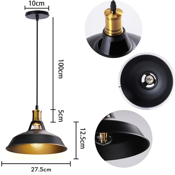 Vintage industriel pendellampe E27 LED pære retro Cei
