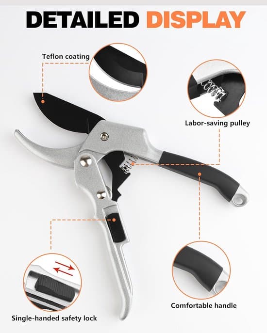 Pruning Shears - Hedge Shears - Branch Shears - Flower Shears - Robust Pruning Shears - Less Force Required Thanks to Gear - 20.1 x 6.5 cm