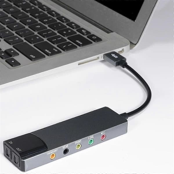 6-i-1 Computer Lydkort 5.1 USB Eksternt Lydkort Multifunktionel Lydkonverter til Bærbar Computer