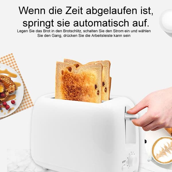2-slice toaster, 8 rack positions, bun warmer, defrost function, lift function, automatic shut-off, white