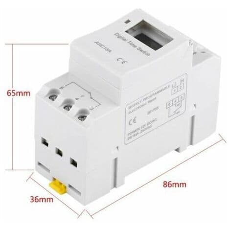 15A Digital Weekly Timer - 16 ON and 8 OFF Programmable - LCD Display - DIN Rail Mounting