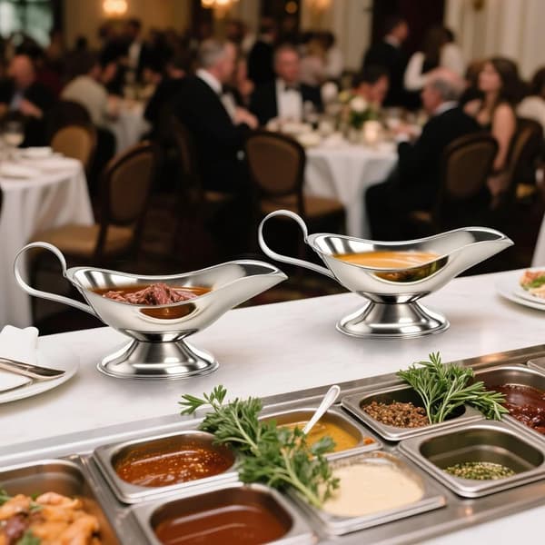 2 stk - Sovseskål - Sovsebåd - Sovsekande - Dipskaale - Sovsebåd i rustfrit stål
