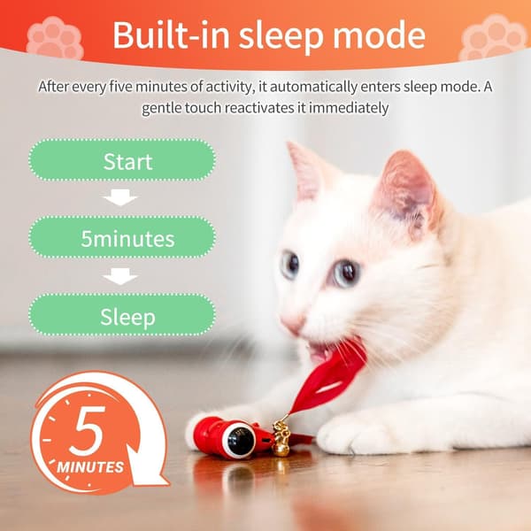 Automatic Rolling Cat Toy with Feather & Bell | Rechargeable Indoor Cat Toy, Motion-Activated for Hard Floors & Carpets