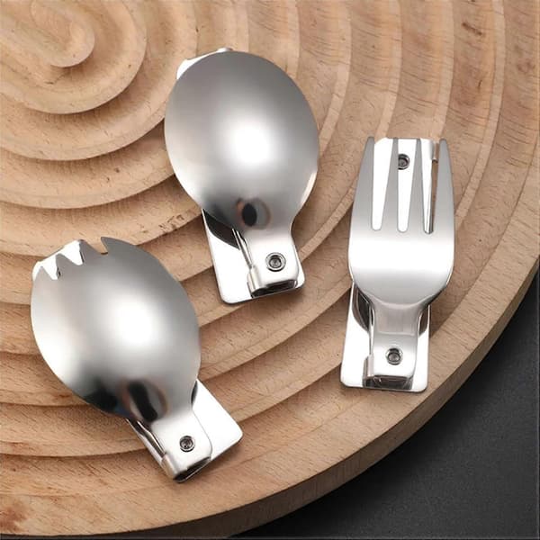 Sammenleggbart reiseskje-sett, 12 stk sammenleggbare metallredskaper for mattermos og camping