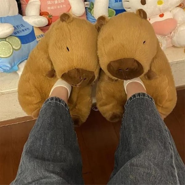 Capybara Tøfler - Plys Tøfler Søde Capybara Hjemmesko til Indendørs og Udendørs Brug