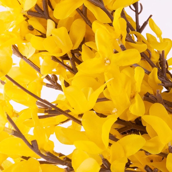 Keltainen Forsythia Seppele – 16,5 tuuman keinotekoinen kevätseppele kodin sisustukseen – Seppeleet sisätiloihin tai katetulle terassille vain Pure Gardenin käyttöön