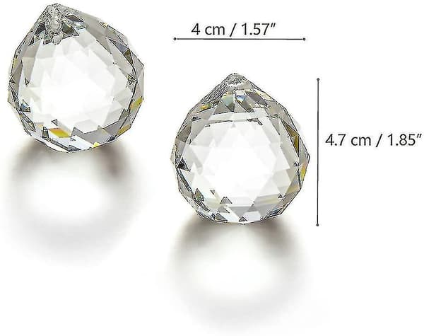Klar glaskrystalkugle prisme vedhæng solfanger 40mm 2-pak