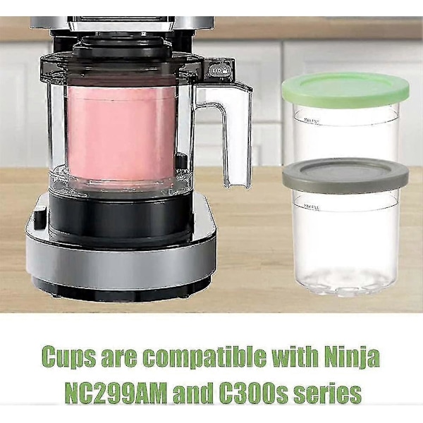 Glass Jars, Glass Containers with Lids, Replacement for Ninja Creami Pints, Compatible with Nc301 Nc300 Nc299amz Series Ice Cream Makers Green