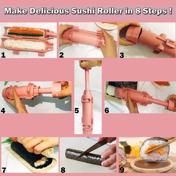 Sushi Roller Kit Sushi Bazooka Set för att göra sushi - Hållbar Camp Chef Risberedare Maskin Form Sushi Rullande Maker Startset för enkel sushilagning