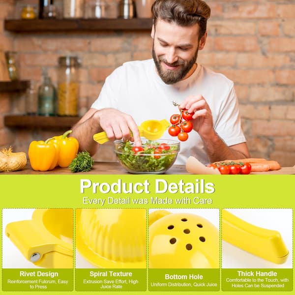 -Juice extractor - manuell - sitruspresse - sitronpresse - sinklegering - diameter 7 cm - gul