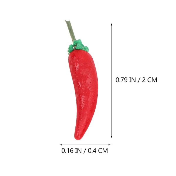 10pcs Miniature Simulation Chili Mini Realistic Vegetable Mini House AccessoriesRed2x0.4cm