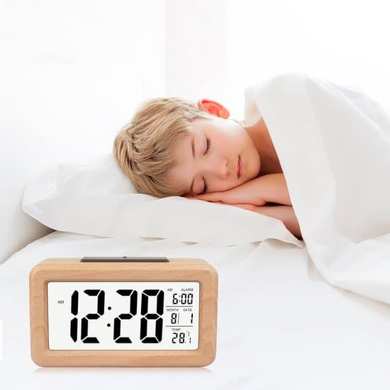 Digital Wooden Alarm Clock with Large Display, Sensor Modules, Temperature and Date Display, Adjustable Night Light and Snooze Function, Silent