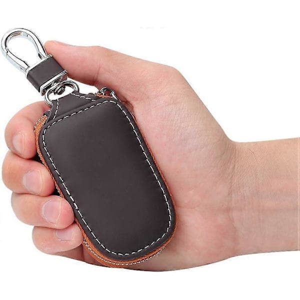 Genuine Leather Car Key Case, Car Remote Key Case Genuine Leather Pouch for Men Zipper Car Key Case