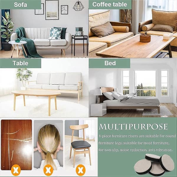 Furniture Risers 5 cm, Round Furniture Leg Risers, Stackable for Increased Height, Quiet and Durable (Diameter 5 cm, Height 1.5 cm)