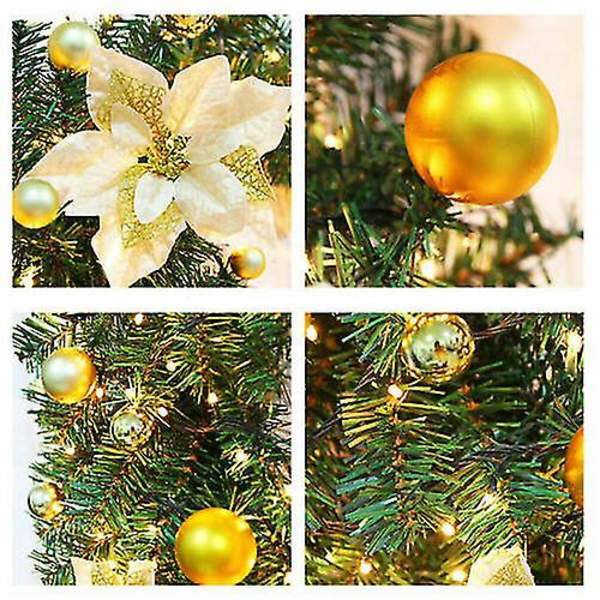 9 fot Förbelyst Julkrans med Ljus Dörrkrans Julbraskamin Dekorationer Guld med LjusGuld med Ljus Gold with Light