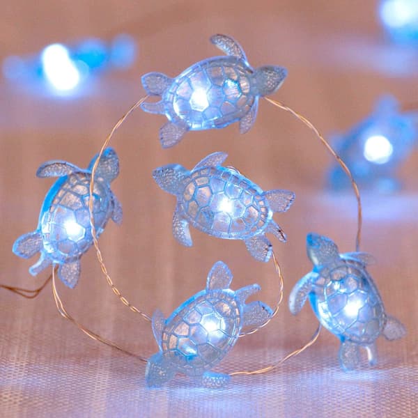 Nautical Ocean Theme String Lights, 30 LED Blue Sea Turtle, Waterproof Indoor Decorative String Lights with Remote and Timer for Bedroom