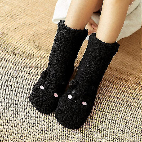 Halksäkra golvslippersockor inomhus varma låga hem sovsäckar svarta Black