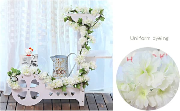 White - 2 pcs x 235 cm Artificial Flowers Cherry Blossom Garland