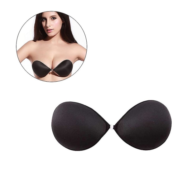 Push Up Backless Silicone Bra Self Adhesive Invisible Bra Strapless For Women - Cup B(black)Black