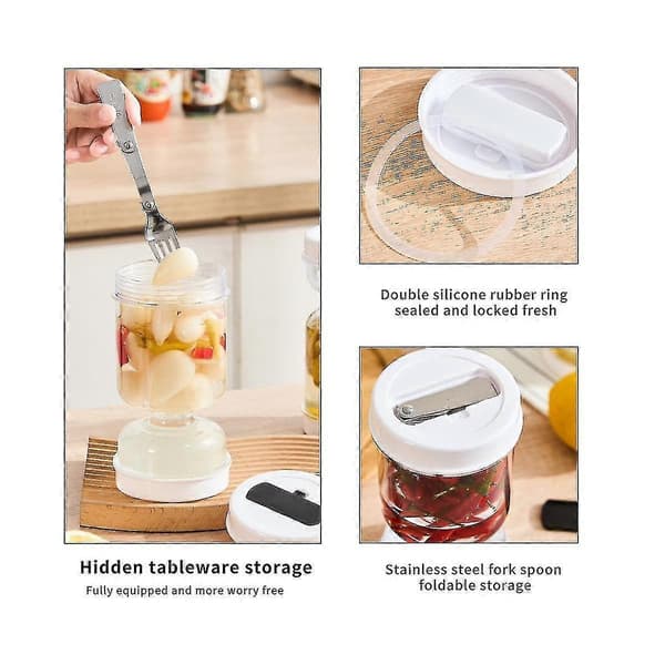 Pickle Container Jar Easy Separation Leak-Proof Lid Canned Pears Olives Pickled Cucumber