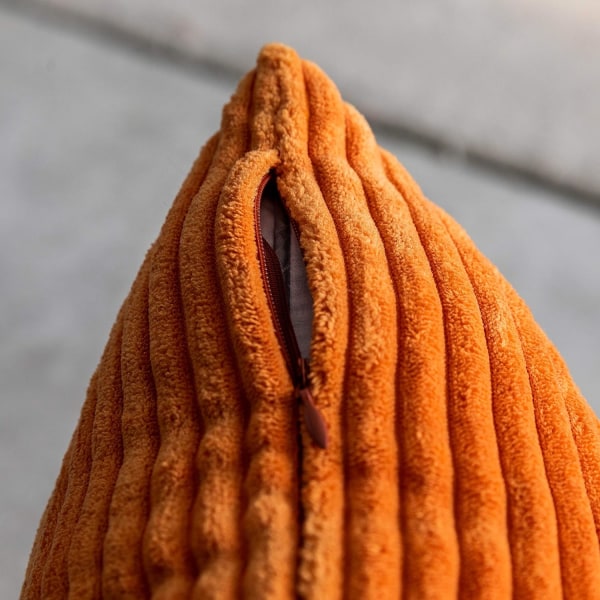 2 delar avlånga randiga manchester rektangulära kuddfodral för soffa ländryggsfodral, bränd orange