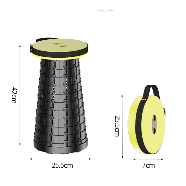 Sammenleggbar krakk bærbar teleskopkrakk utendørs plast lett sammenleggbar (gul)