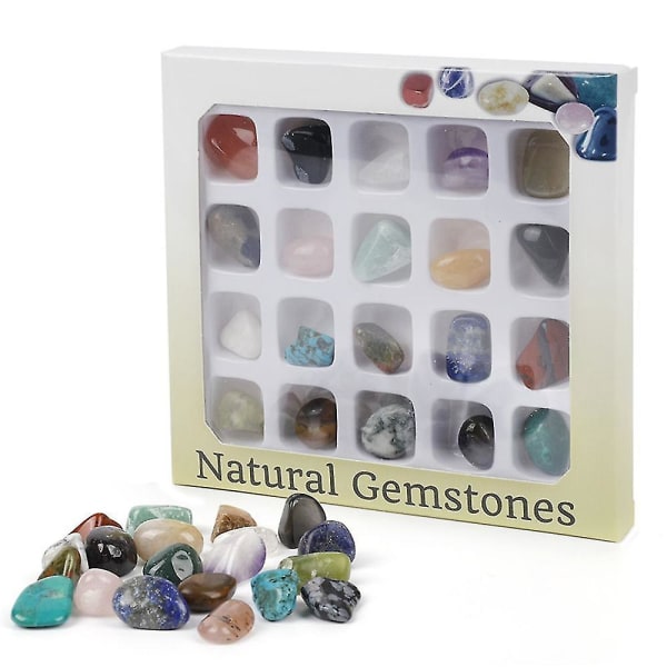 20 stk Naturlig krystal ædelsten poleret helbredende Chakra Stone Collection Populær stendekoration C