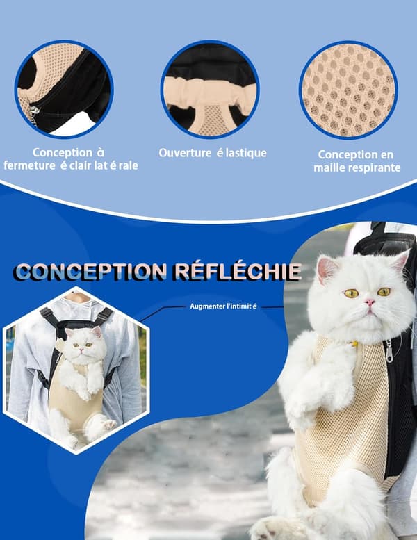Cat Carrier, Hands-Free Backpack with Adjustable Strap, No Shoulder Burden, Breathable Mesh Cat Carrier for Outdoor, Travel, Subway (S - Black)