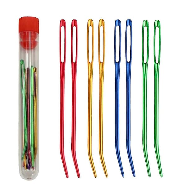 4 Pcs Wool Needles Colorful Bent Tips Tapestry Needles Large Eye Aluminum Sewing Knitting Needles