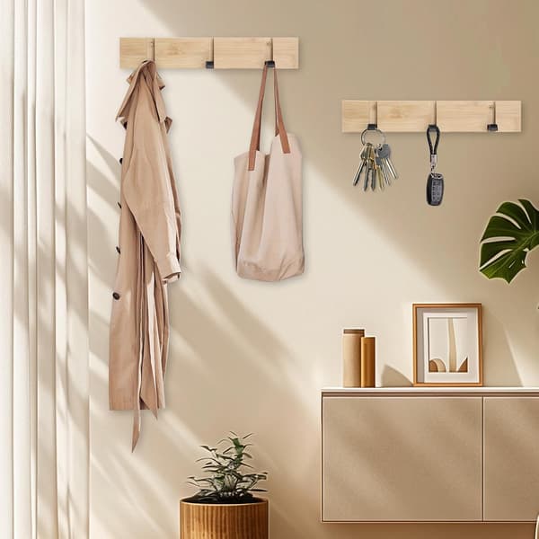 wxsp Wall Mounted Coat Rack with 3 Retractable Hooks, Space-Saving Aluminum Hook Rack for Entryway, Bathroom, Bedroom, and Office,