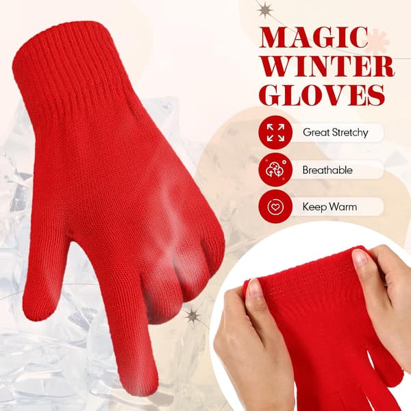 Vintermössa och handskar set stickad fleece mjukt fodrad röd Red