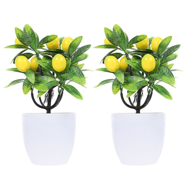 2st falska krukväxter Simulering Citronträd Heminredning konstgjorda citronträd Gul24X11.5X6.5CM Yellow 24X11.5X6.5CM