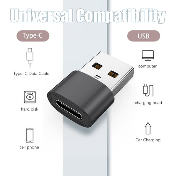 2-pakkaus USB-C–USB-sovitin tiedonsiirtoon ja lataukseen, musta Black 9