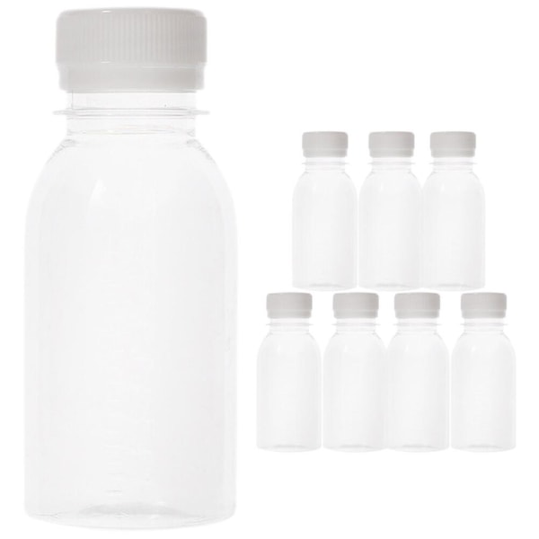 8 st Juiceflaskor med kapsyl Återanvändbar genomskinlig flaska Tomma plastflaskor med kapsylTransparent4,5X4,5X11CM Transparent 4.5X4.5X11CM
