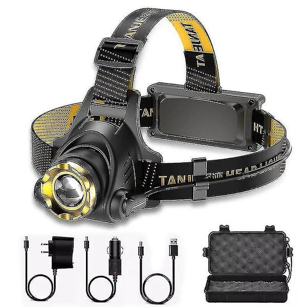 990000lm LED Hodelykt Oppladbar Hodelykt Zoombar Hodelykt