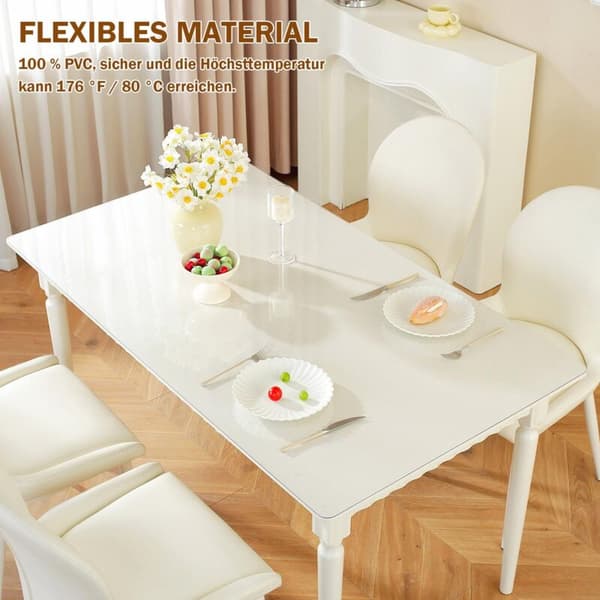 Thick transparent tablecloth 60 x 120 cm. Waterproof and washable transparent table protector. Transparent PVC protective tablecloth. Protects against scratches
