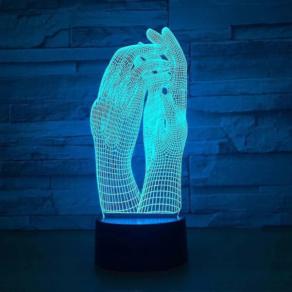 Children's Night Light - 3D Love Both Hands LED Night Light with USB Touch Base, Table Lamp Decoration