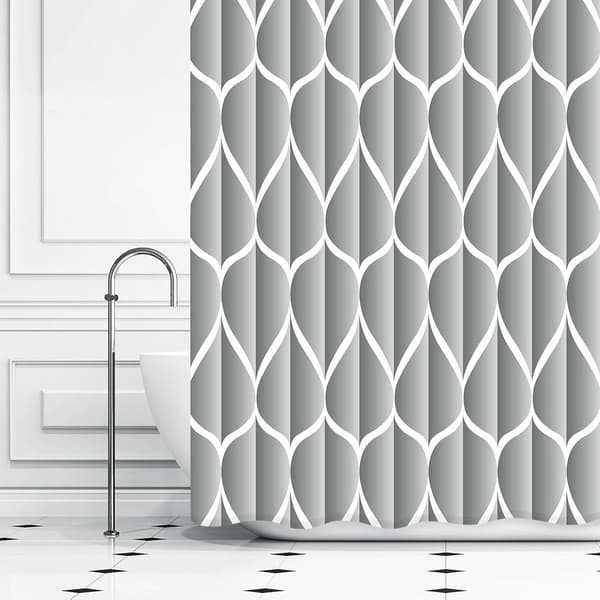 Shower Curtain 120x200 cm, Waterproof Quick-Drying Polyester Fabric, Machine Washable With 8 Hooks, For Bathtub And Shower, Grey Patterned