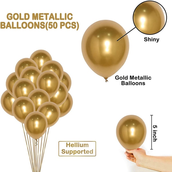 200 st guld metalliska krom latexballonger, 5 tum runda heliumballonger kompatibla med bröllopsavslutning Anni